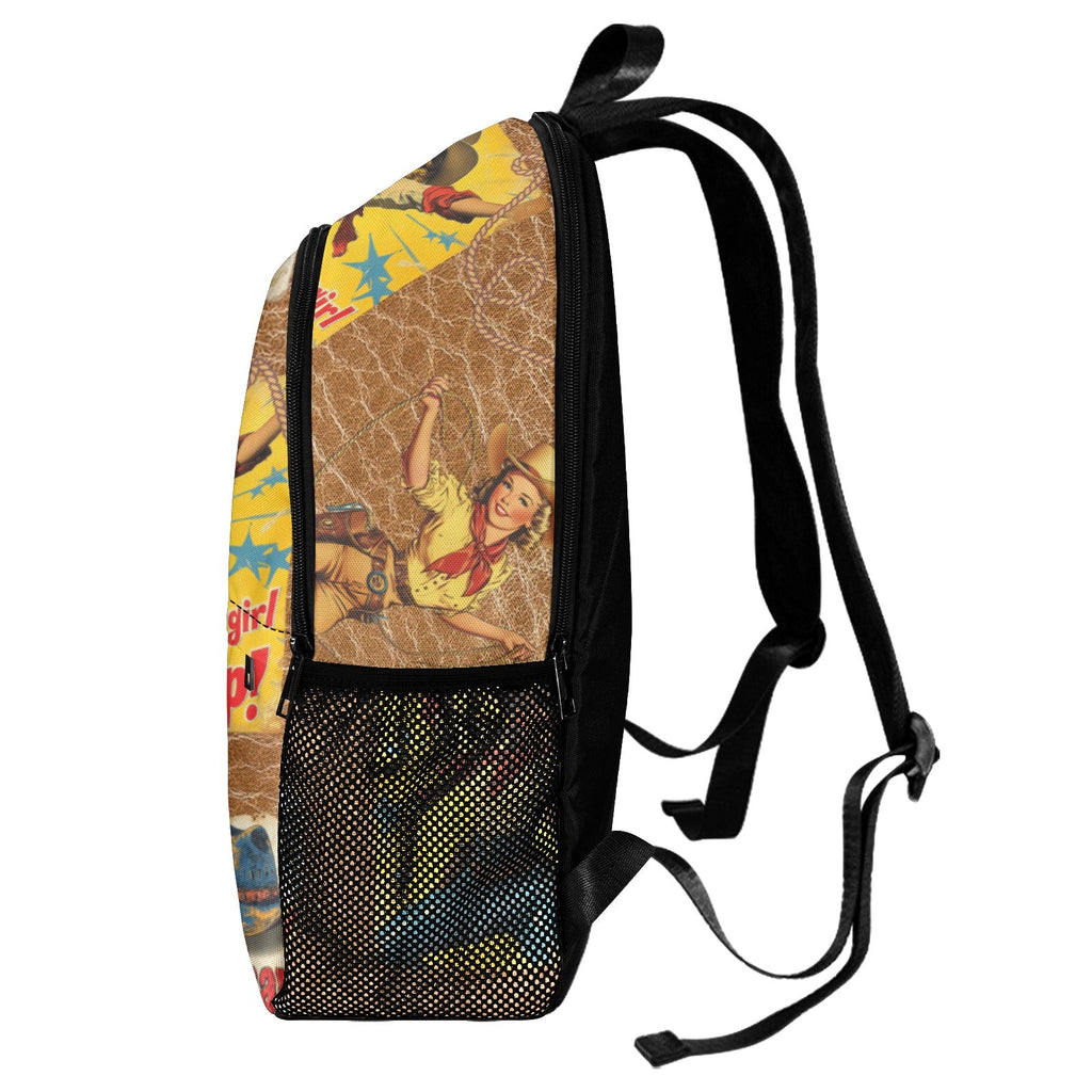 Baha Ranch Vintage Cowgirl Collage Backpack