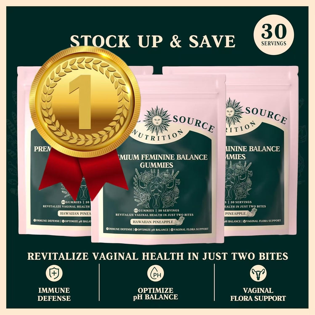 Premium Feminine Balance Gummies - for Women’s Health & Wellness - Immune Support - Vegan, Gluten-Free & Halal - Hawaiian Pineapple - 60 Gummies - 30 Servings