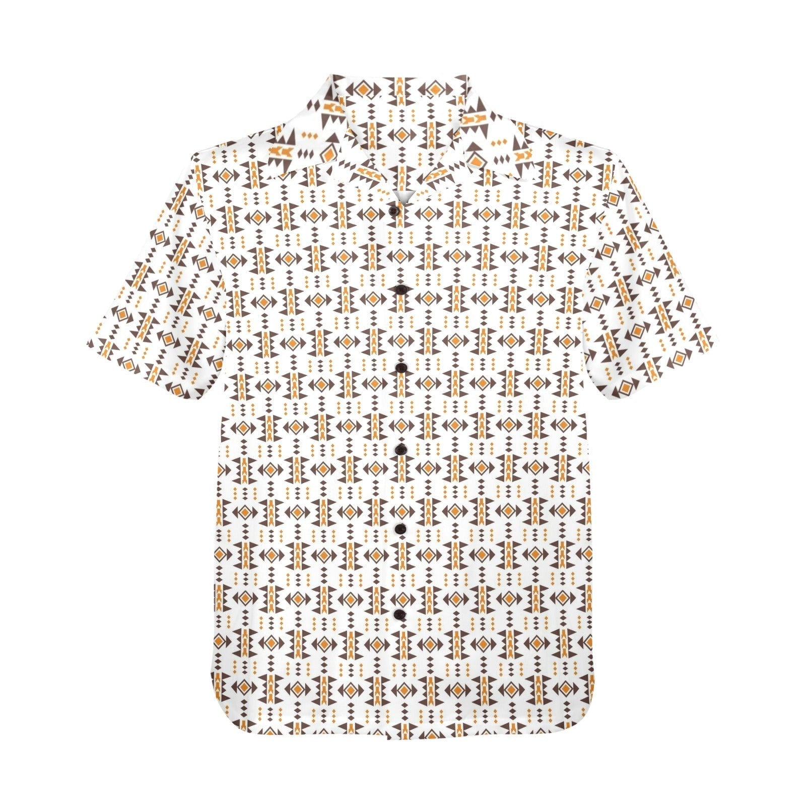 Baha Ranch White Aztec Hawaiian Shirt Made in America