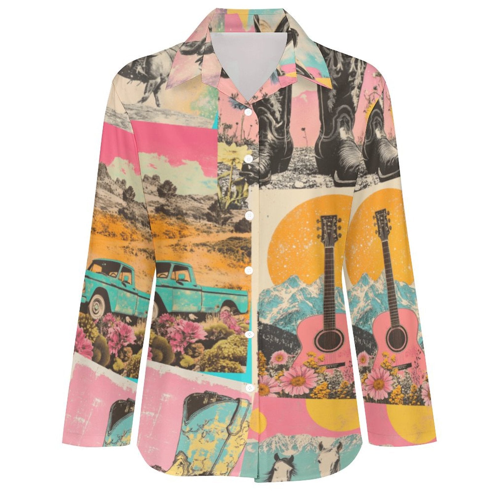 Baha Ranch Pop Western Wanted Button Up Blouse