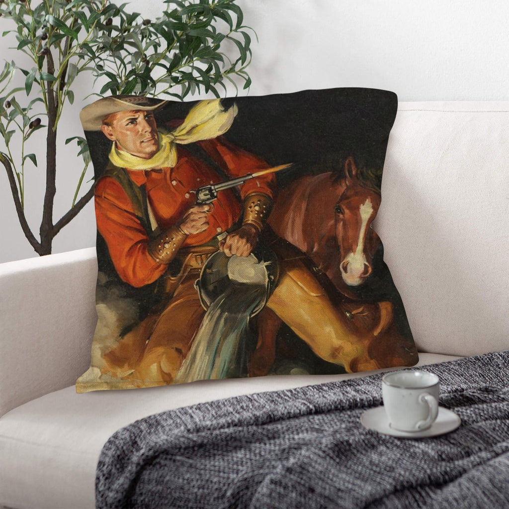 Baha Ranch Vintage Cowboy Throw Pillow Case 18x18inch Made in America