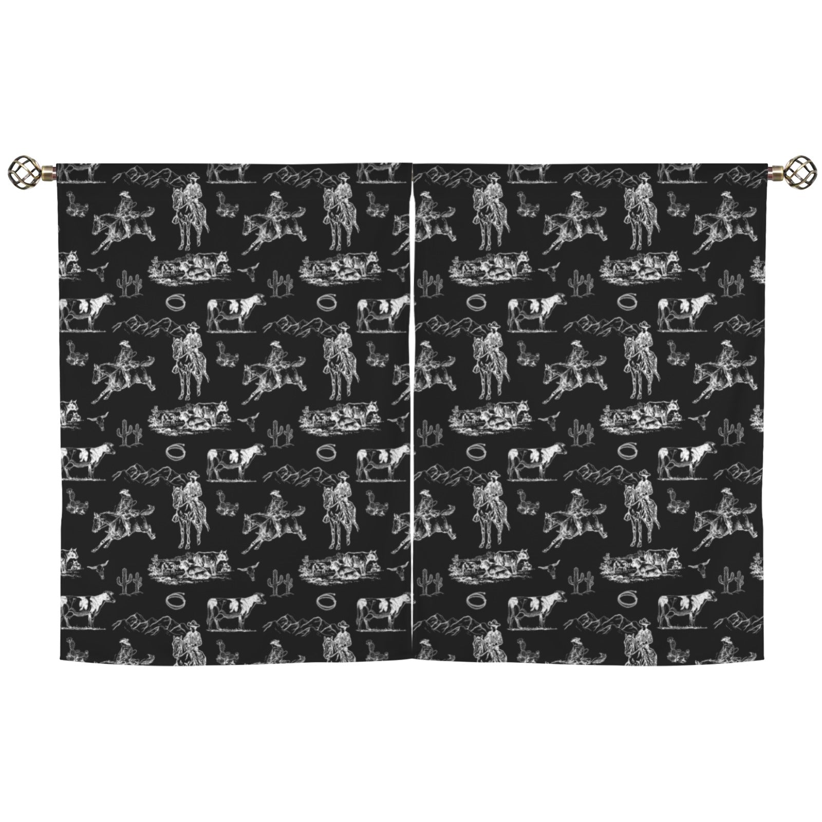 Baha Ranch Ranch Life Window Curtains 28"x40" (2-Piece) Made in America