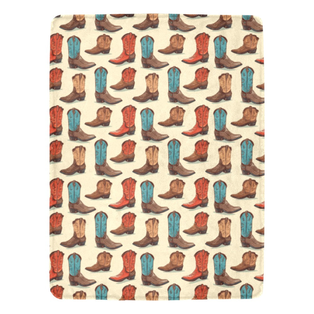 Baha Ranch Got My Boots Western Micro Fleece Throw Blanket 60" x 80" Made in America