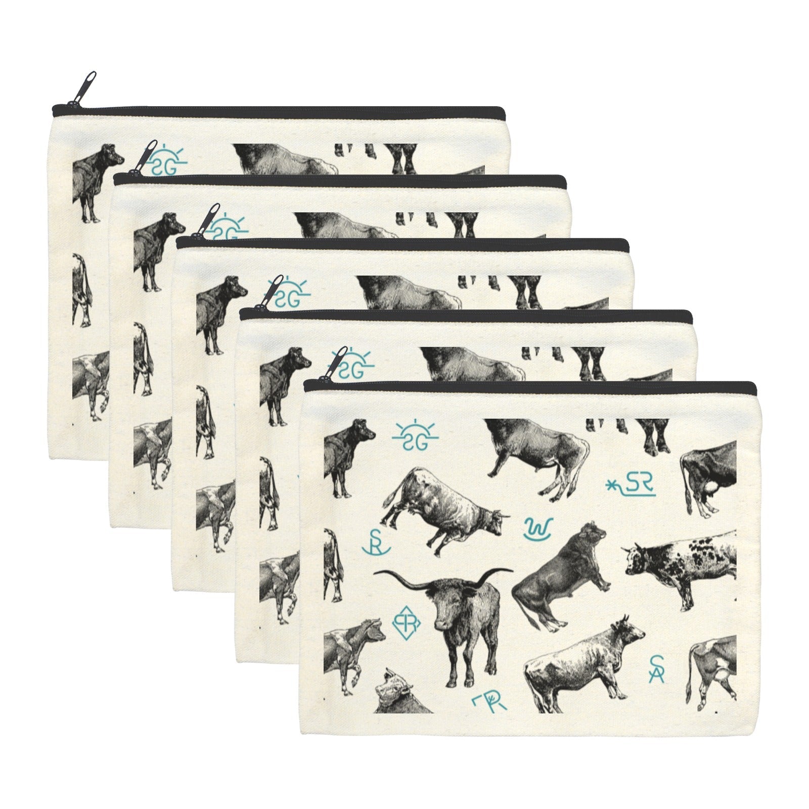 Baha Ranch Cattle Brands Cosmetic Bag Pack of 5 Made in America