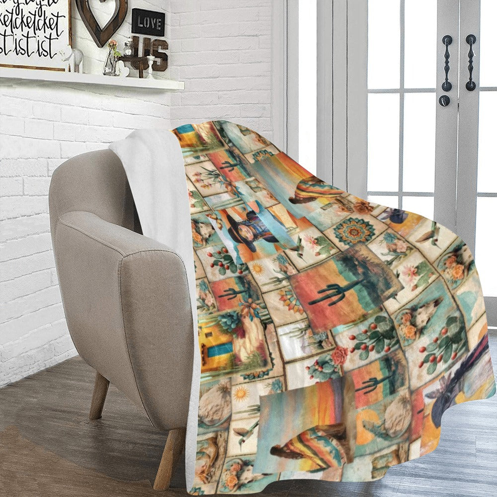 Baha Ranch Colores De Mexico Pictures of the Southwest 60" x 80" Throw Blanket Made In America