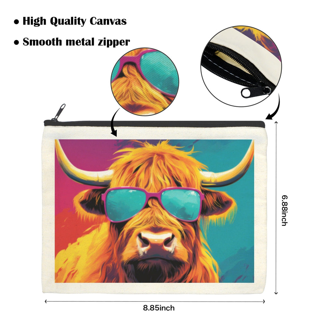 Baha Ranch Cool Highland Cow Cosmetic Bag Pack of 5 Made in America
