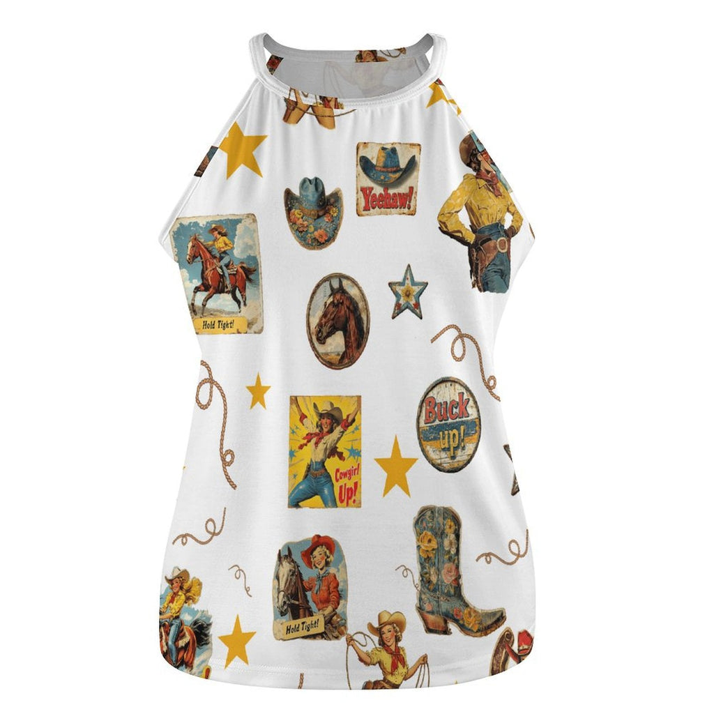 Baha Ranch Vintage Cowgirl Collage Western Tank Top