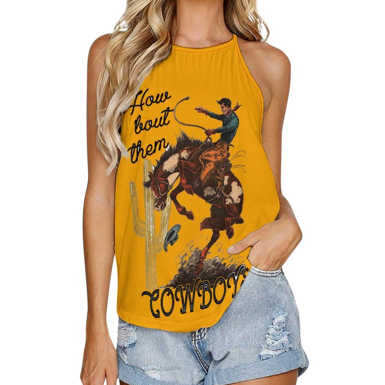 Baha Ranch How Bout Them Cowboys Vintage Western Tank Top
