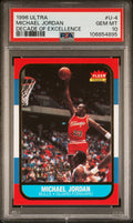 Graded 1996 Fleer Ultra Michael Jordan #U4 Decade Of Excellence Rookie Reprint Basketball Card PSA 10 Gem Mint