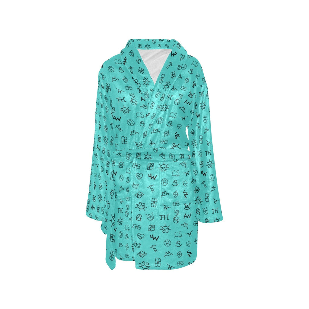 Baha Ranch Turquoise Cattle Brands Women's Western Bath Robe