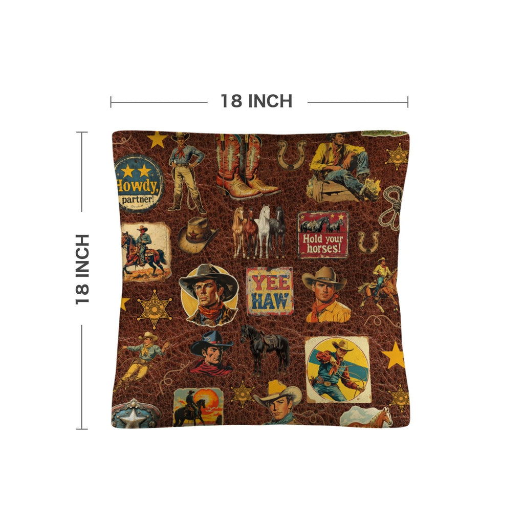 Baha Ranch Vintage Cowboy Collage Western Throw Pillow Case Made in America