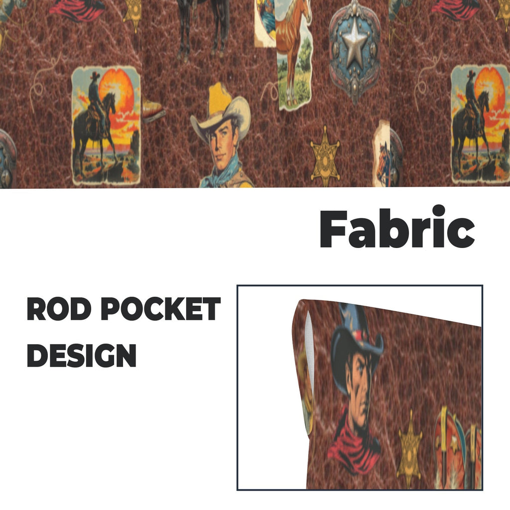 Baha Ranch Vintage Cowboy Collage Western Curtains 28" x 40" Made in America