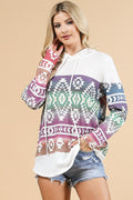 Chama Valley Aztec Print Waffle Knit Lightweight Hoodie Made in America