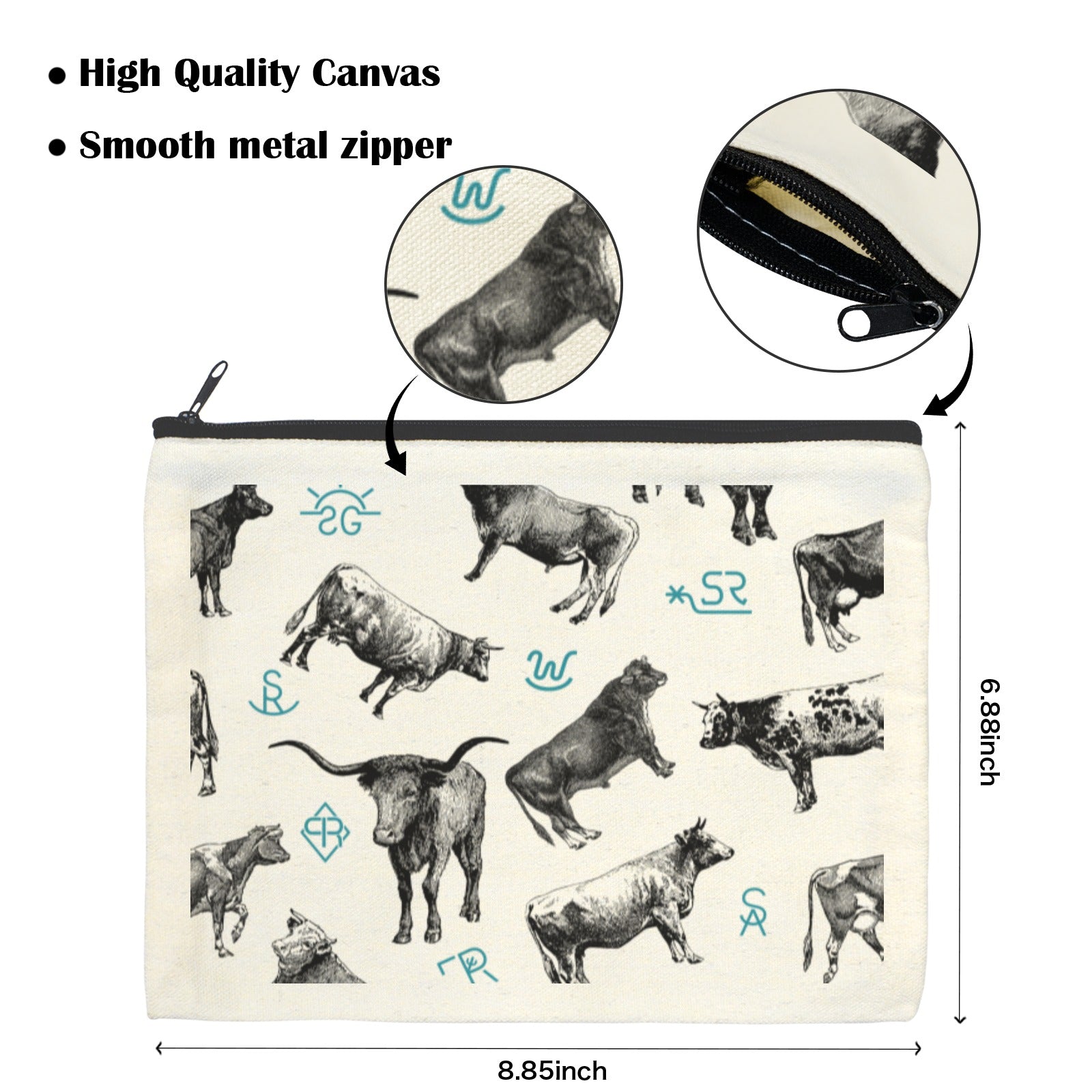 Baha Ranch Cattle Brands Cosmetic Bag Pack of 5 Made in America