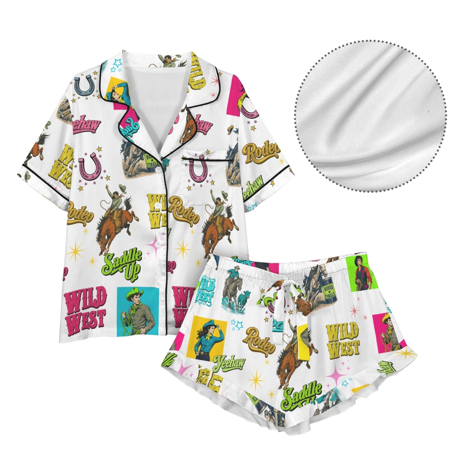 Baha Ranch The Last Roundup Western Rodeo Satin Pajama Set