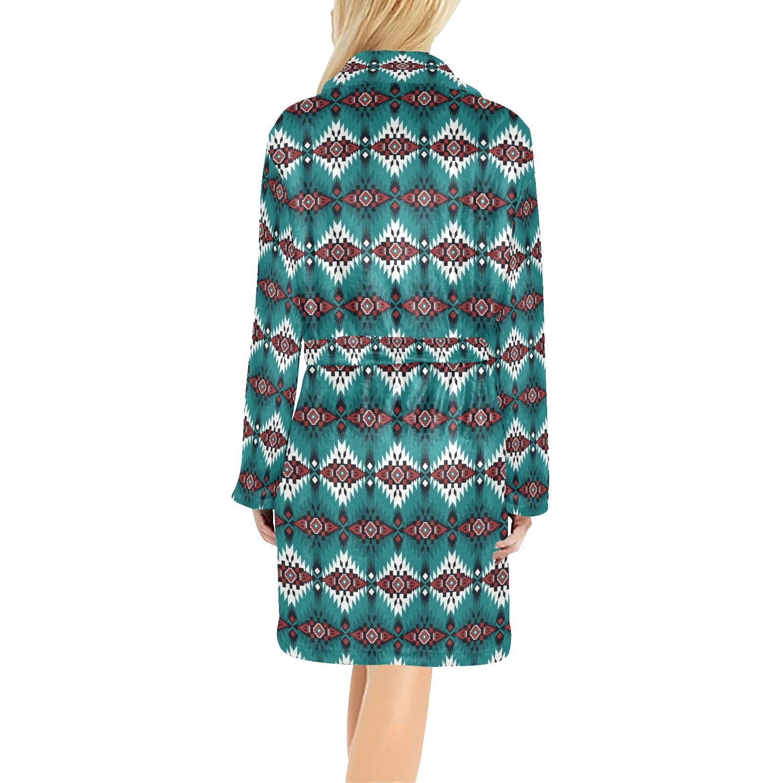 Baha Ranch Teal Aztec Women's Western Bath Robe