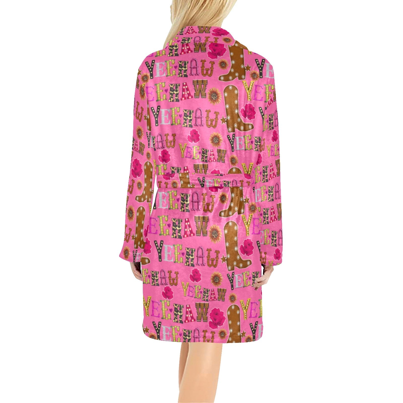 Baha Ranch Pink Yeehaw Women's Western Bath Robe