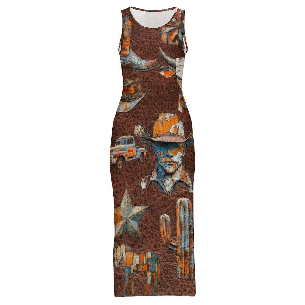 Baha Ranch Cowboy Treasures Bodycon Maxi Dress
