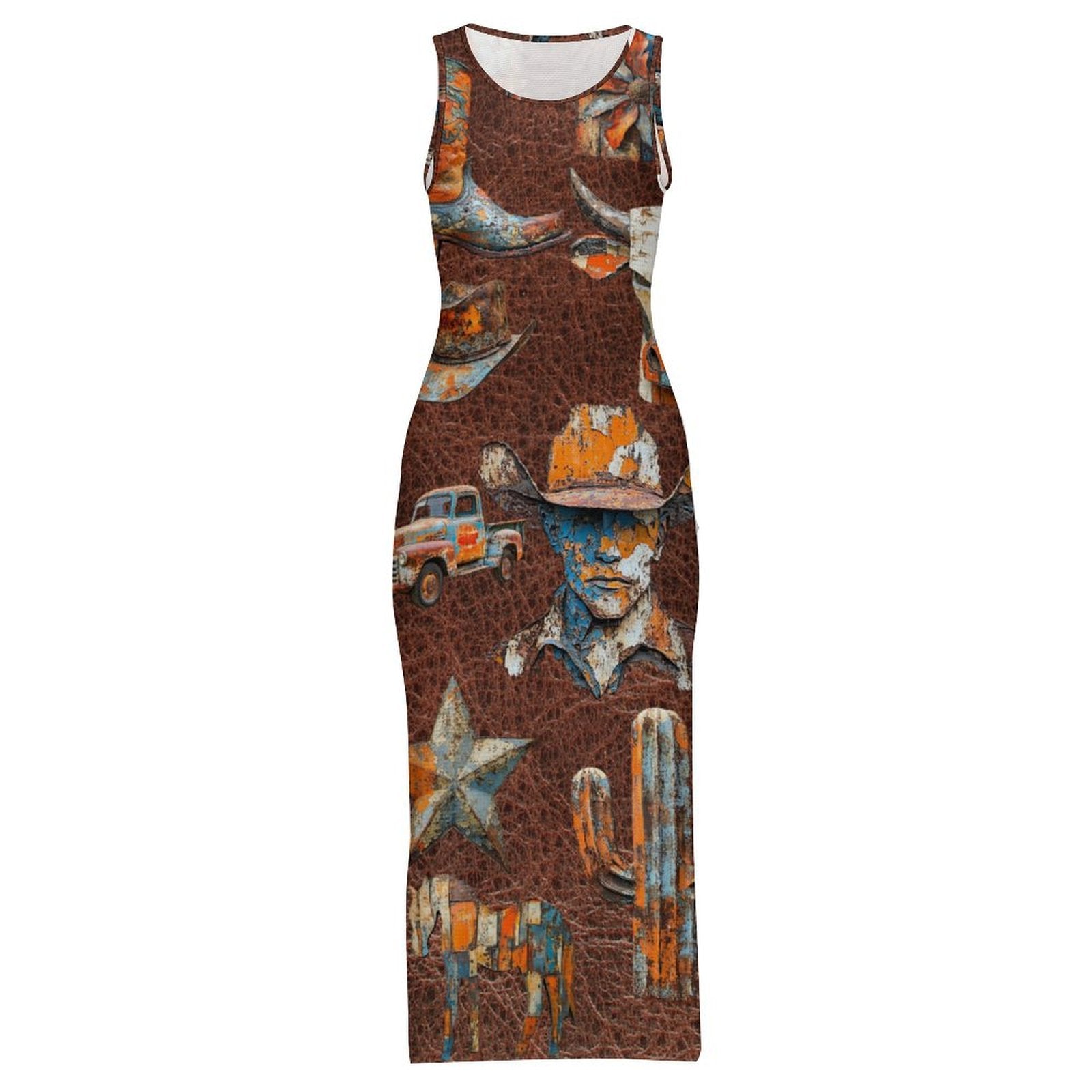 Baha Ranch Cowboy Treasures Bodycon Maxi Dress
