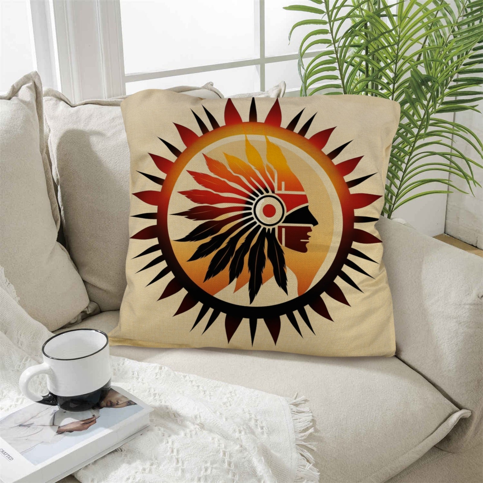 Baha Ranch Native Sun Throw Pillow Case Made in America