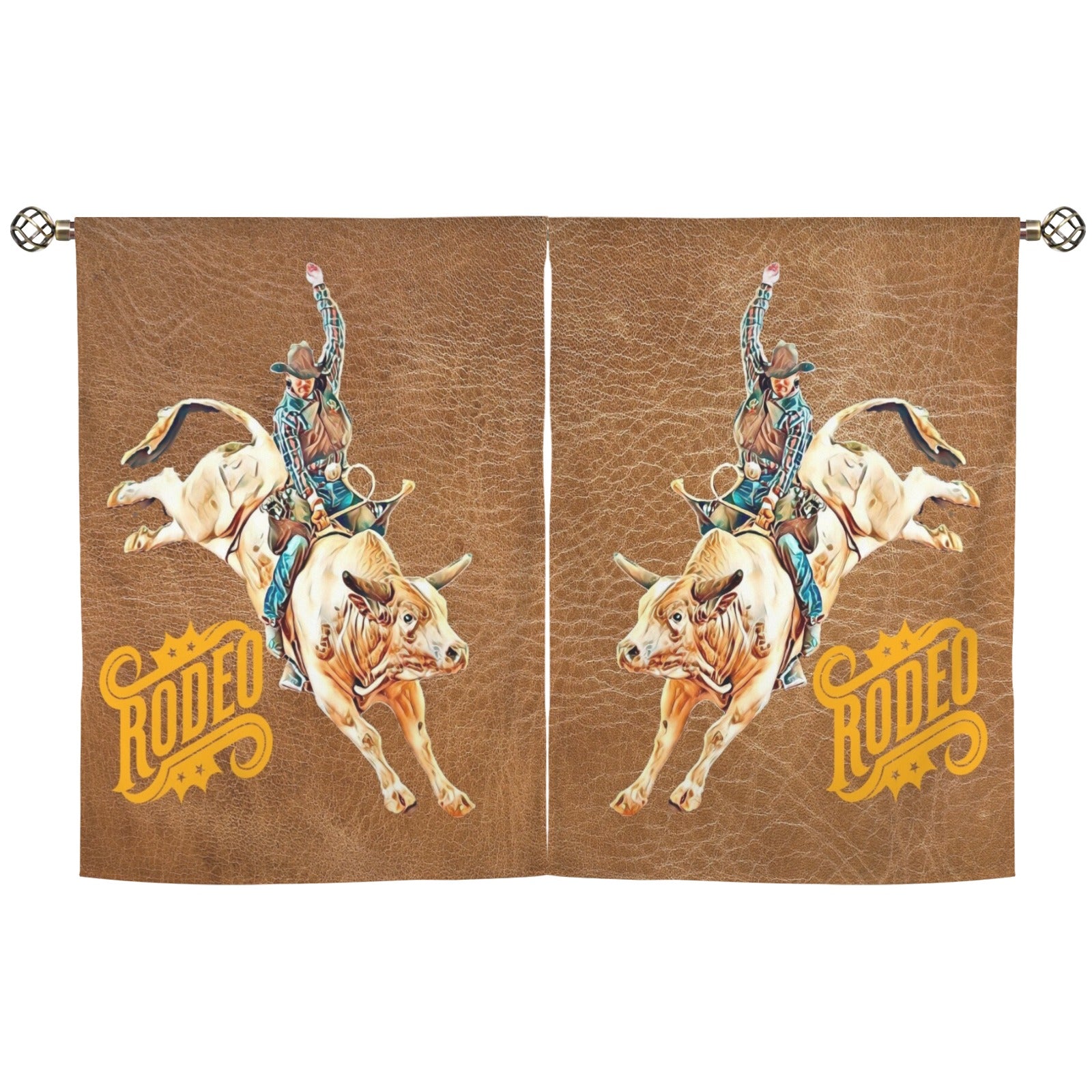 Baha Ranch Rodeo Bullrider Window Curtains 28"x40" (2-Piece) Made in America