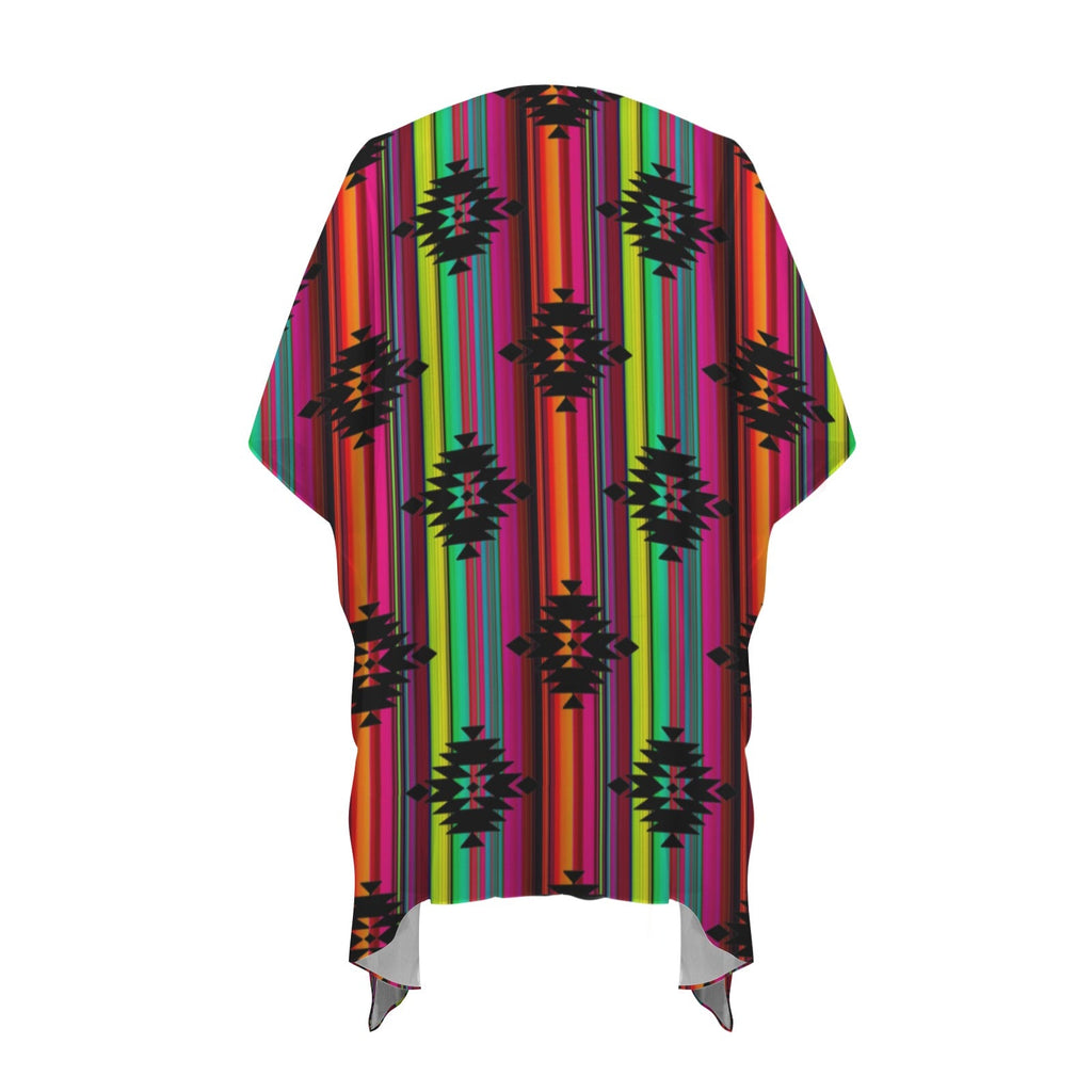 Baha Ranch Neon Aztec Duster Kimono Coverup Women's Long Cover Up