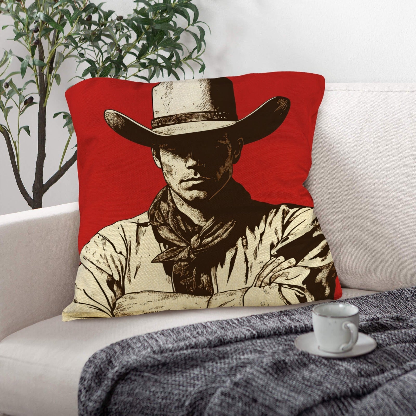 Baha Ranch Serious Cowboy Throw Pillow Case Made in America