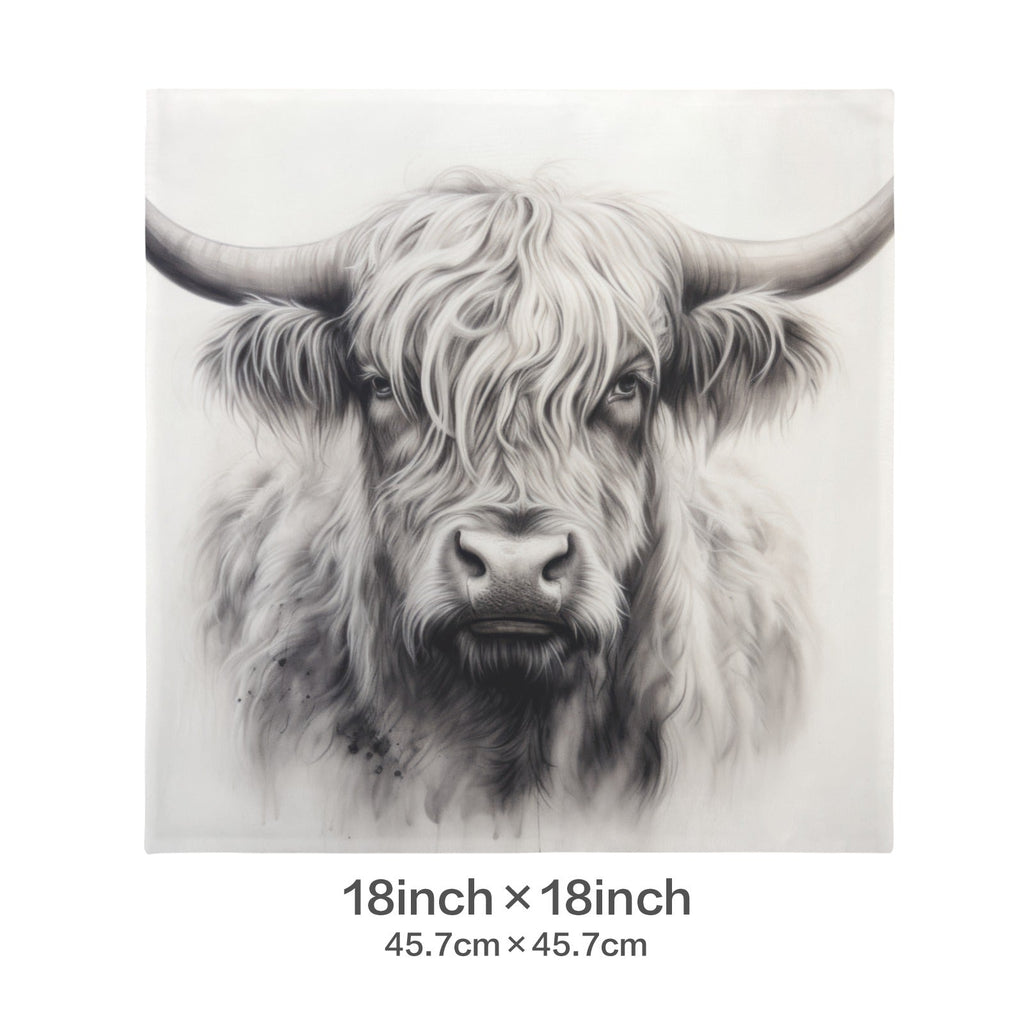 Baha Ranch Black White Highland Velvety Soft Pillow Cover Made in America