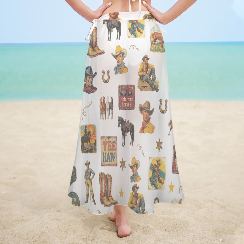 Baha Ranch Vintage Cowboy Collage Beach Coverup Skirt