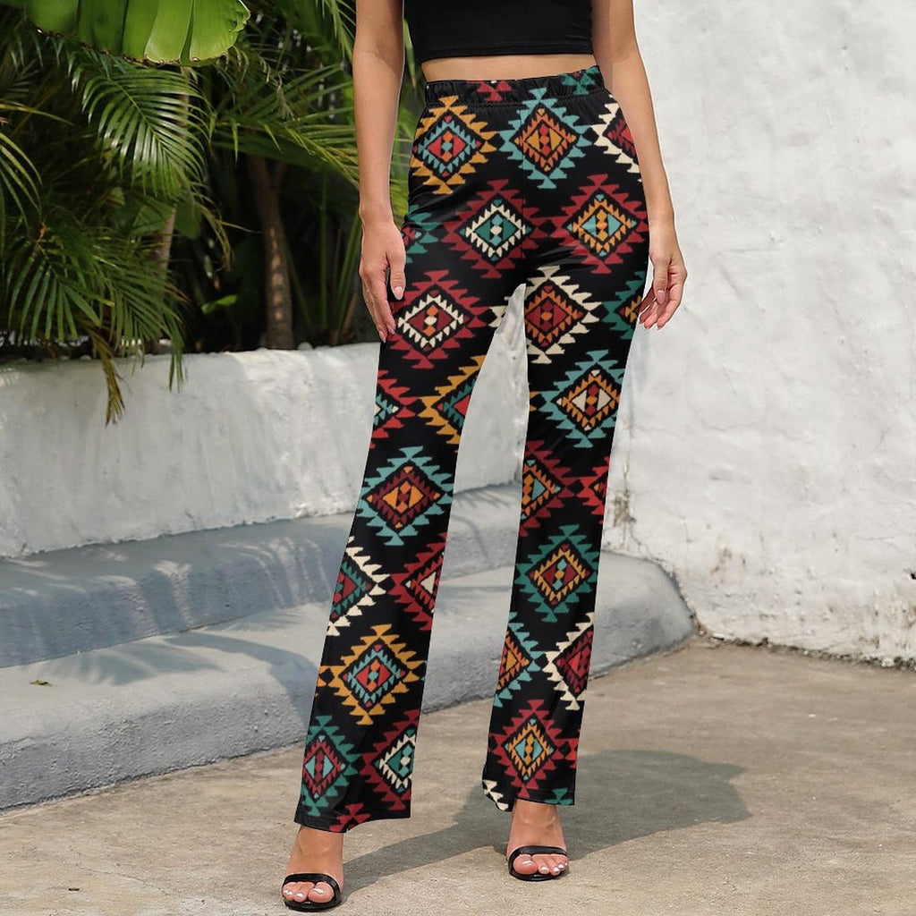 Baha Ranch Colorful Aztec Flare Pants