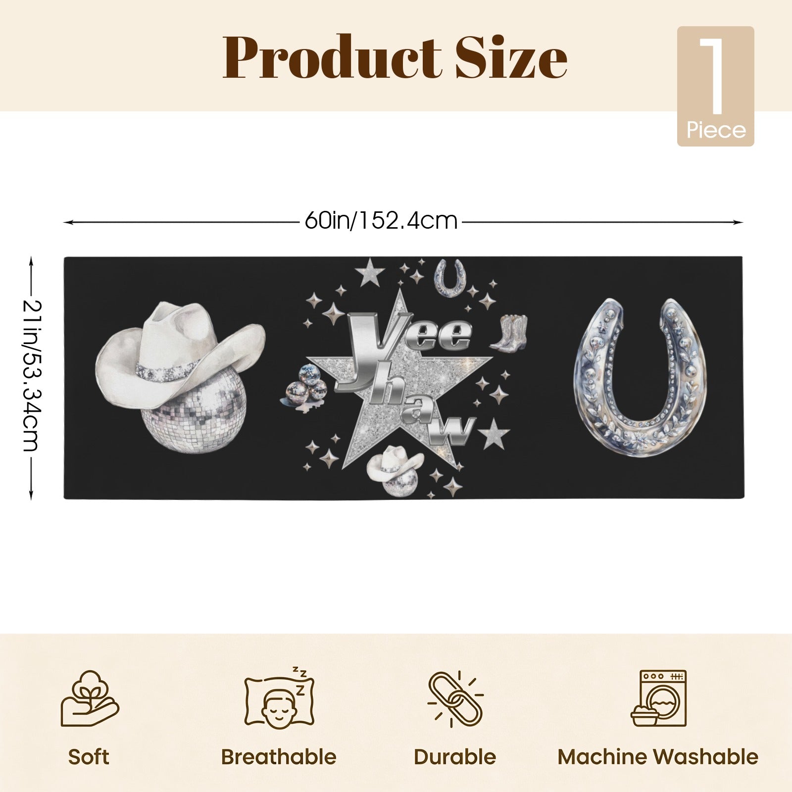 Baha Ranch Yeehaw Rhinestone Cowgirl Body Pillow Cover Made in America