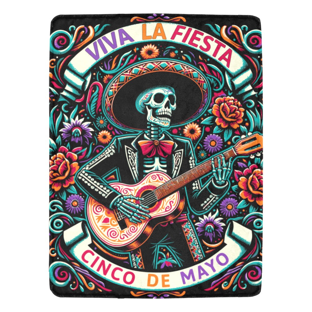 Baha Ranch Cinco De Mayo Dia de los Muertes Throw Blanket Ultra-Soft Micro Fleece Blanket 60" x 80" Made in America