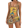 Baha Ranch Vintage Cowgirl Collage Skirted Swim Suit