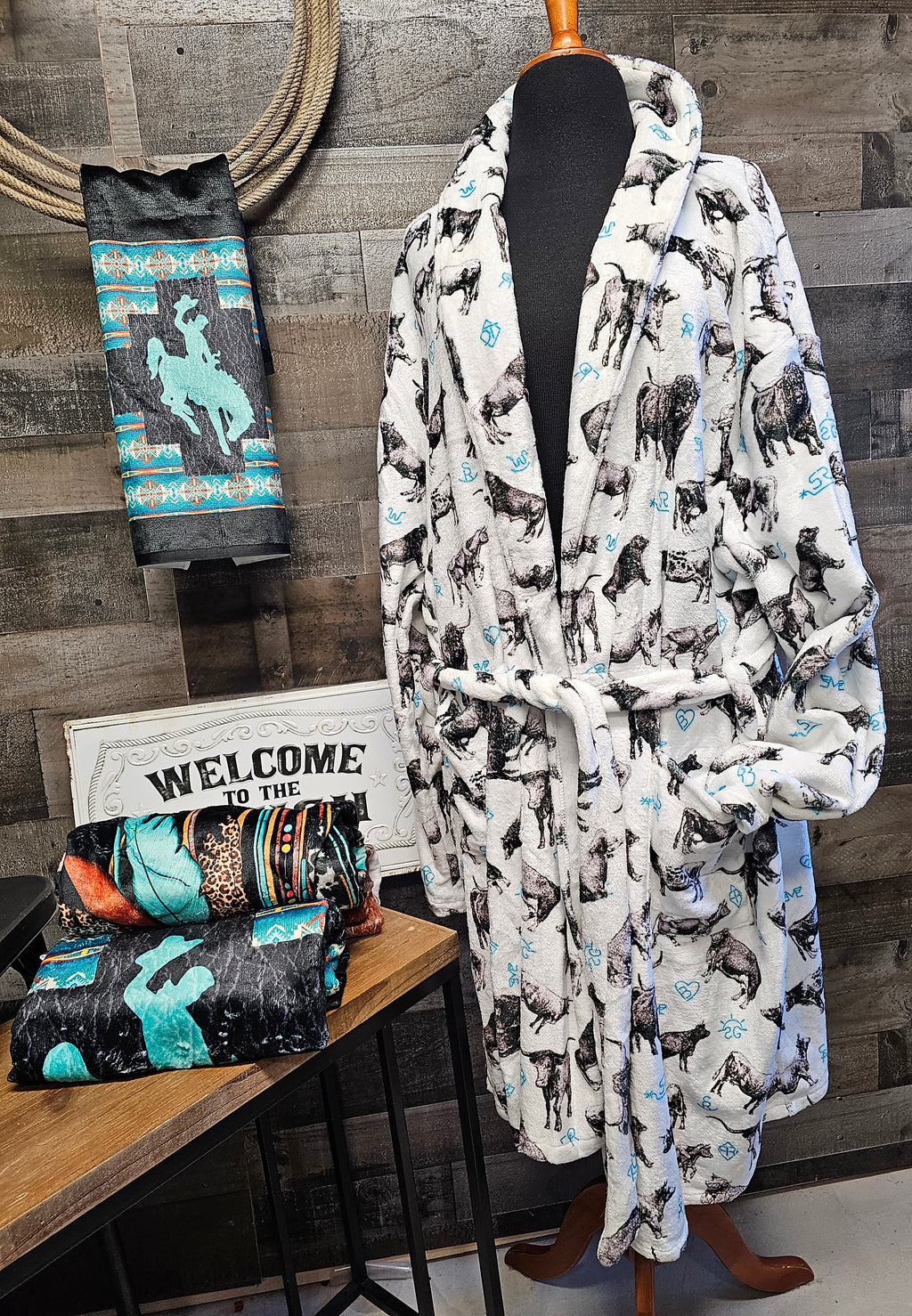Baha Ranch Cattle and Brands Women's Western Bath Robe