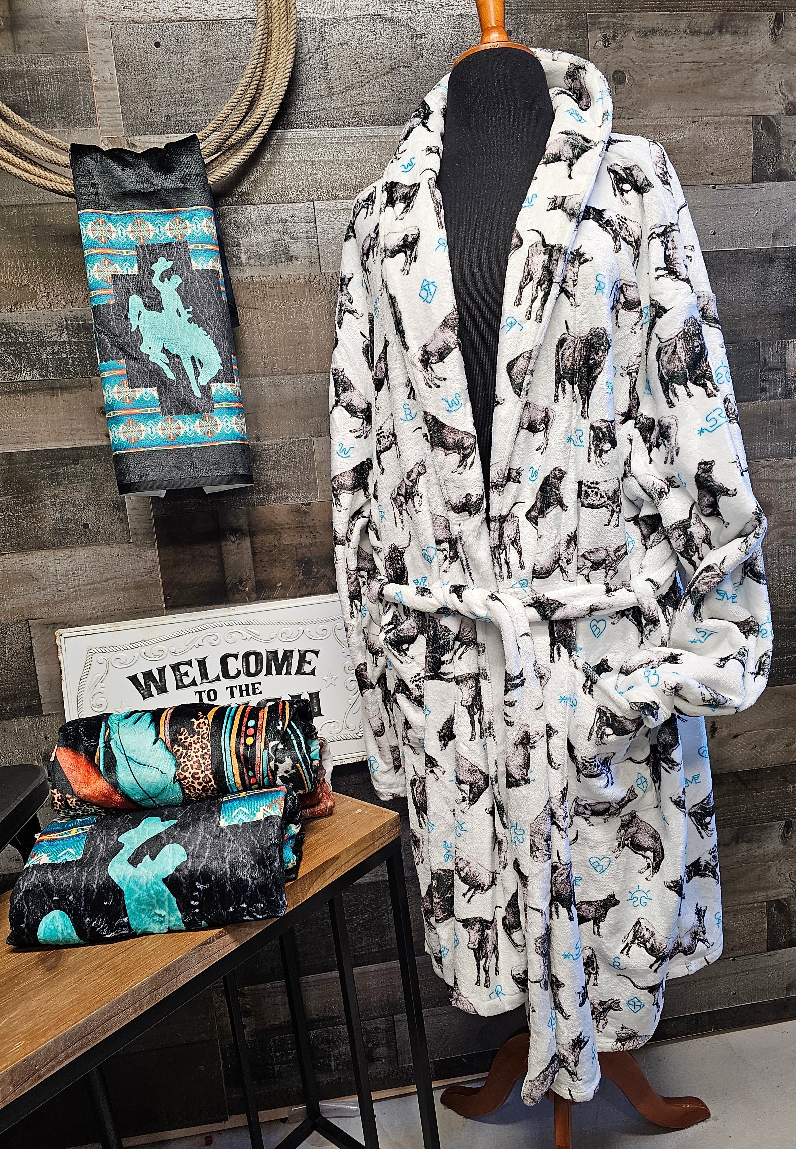 Baha Ranch Cattle and Brands Women's Western Bath Robe