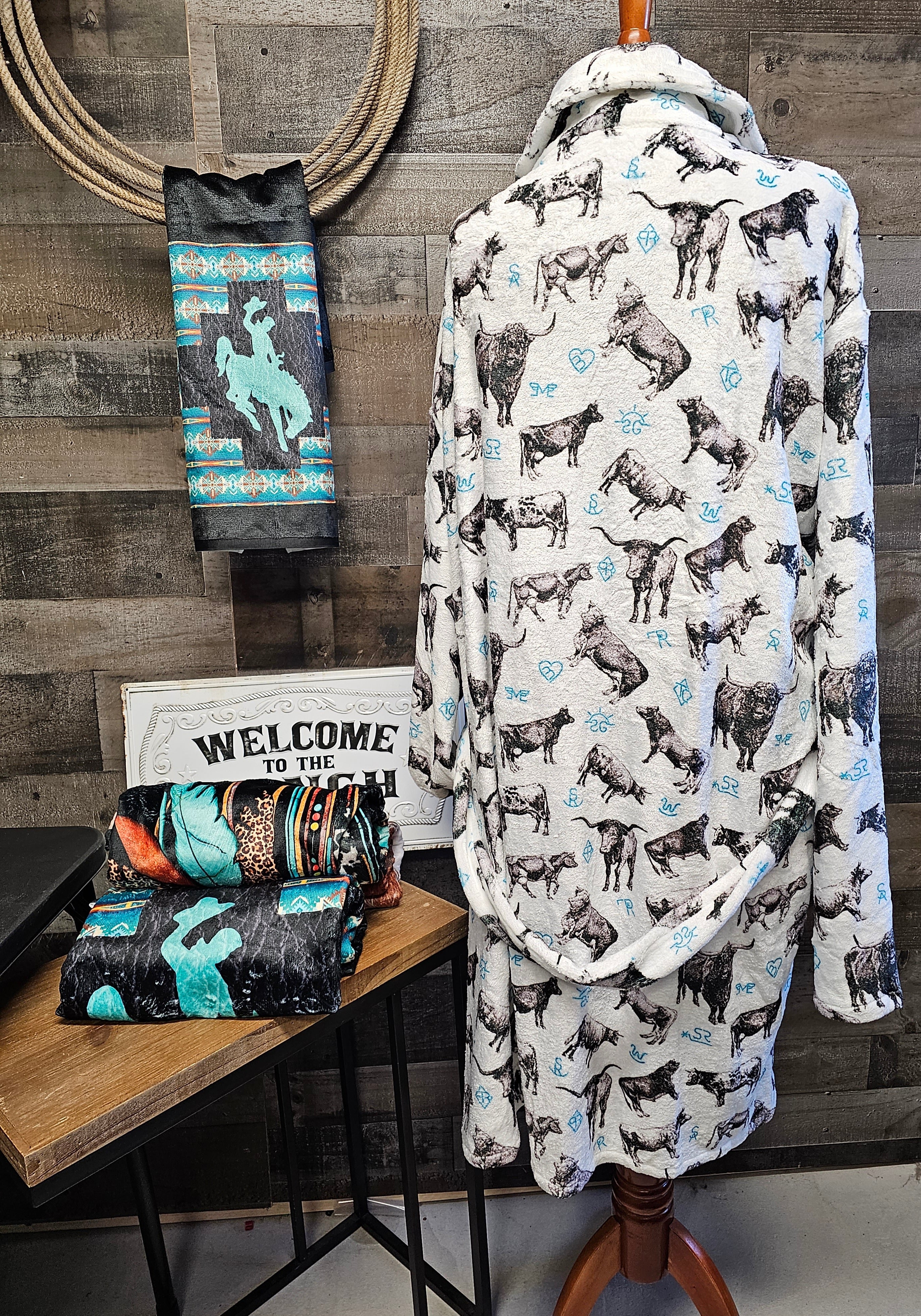 Baha Ranch Cattle and Brands Women's Western Bath Robe
