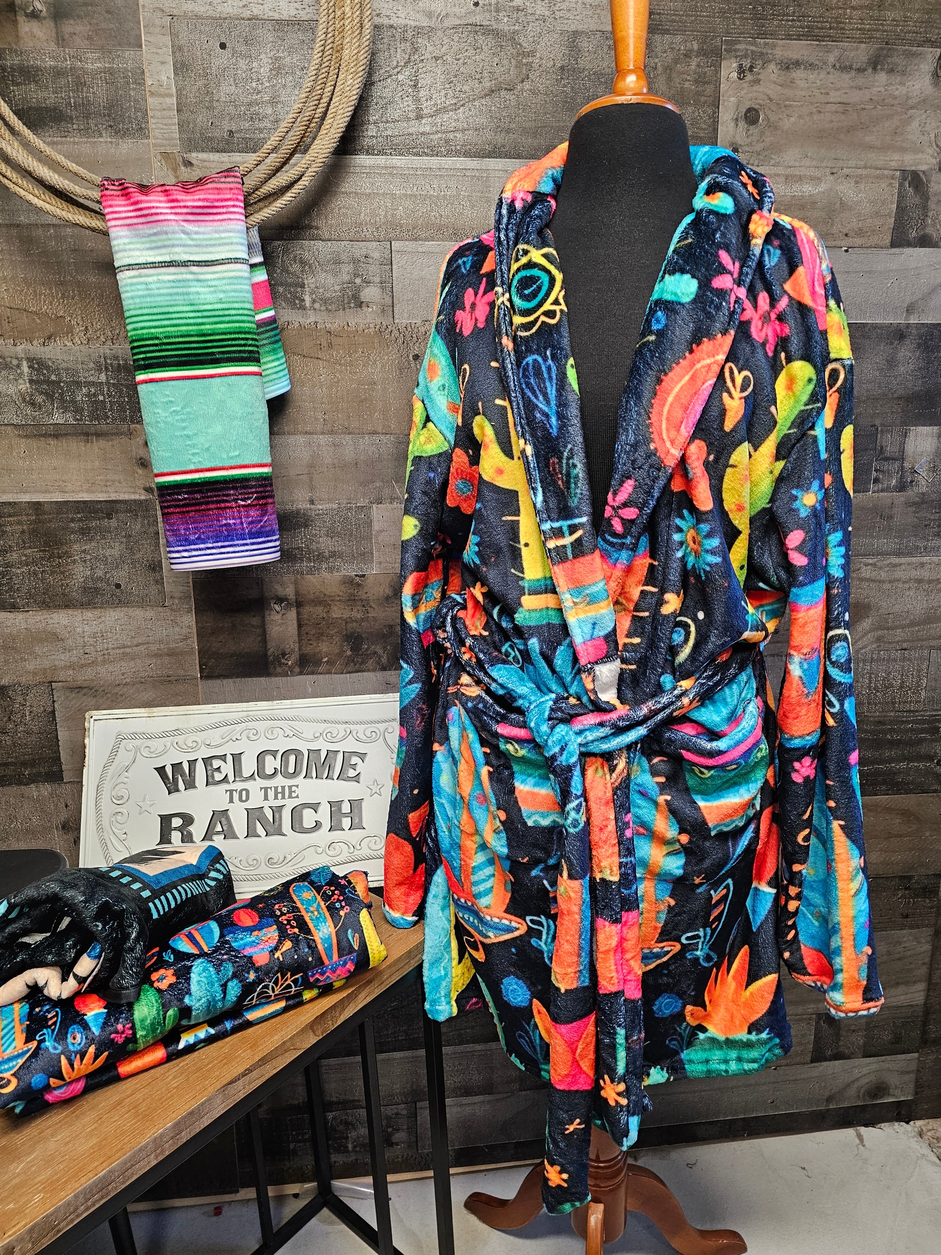 Baha Ranch Crazy Cactus Lady Western Bath Robe
