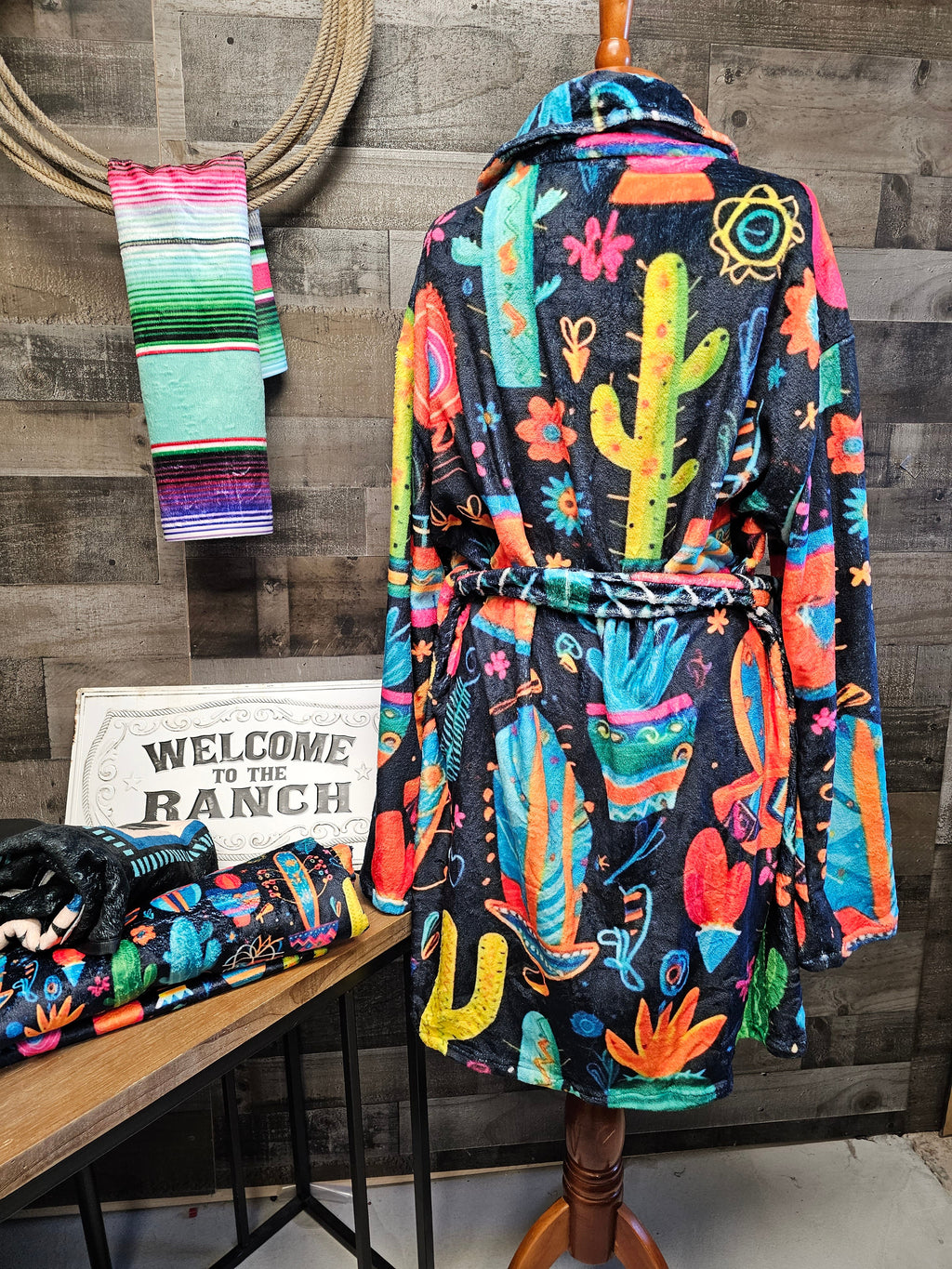 Baha Ranch Crazy Cactus Lady Western Bath Robe