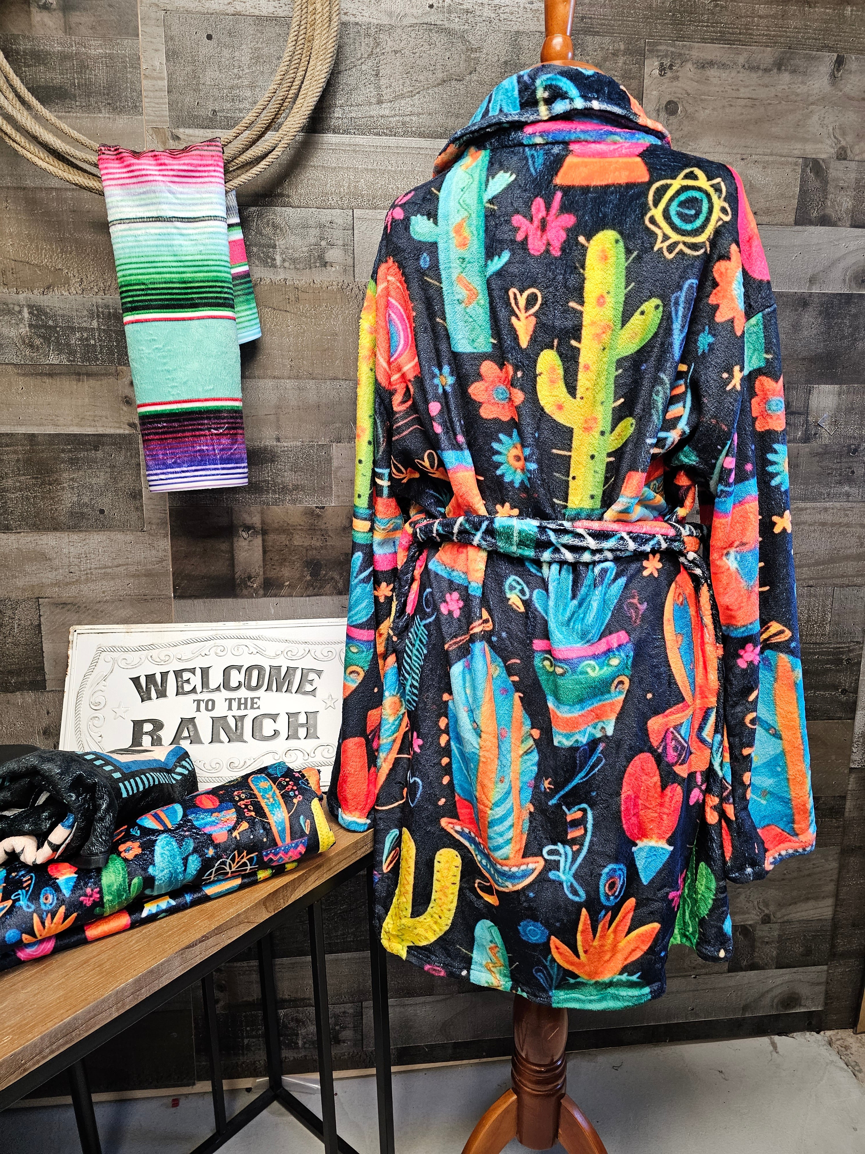 Baha Ranch Crazy Cactus Lady Western Bath Robe