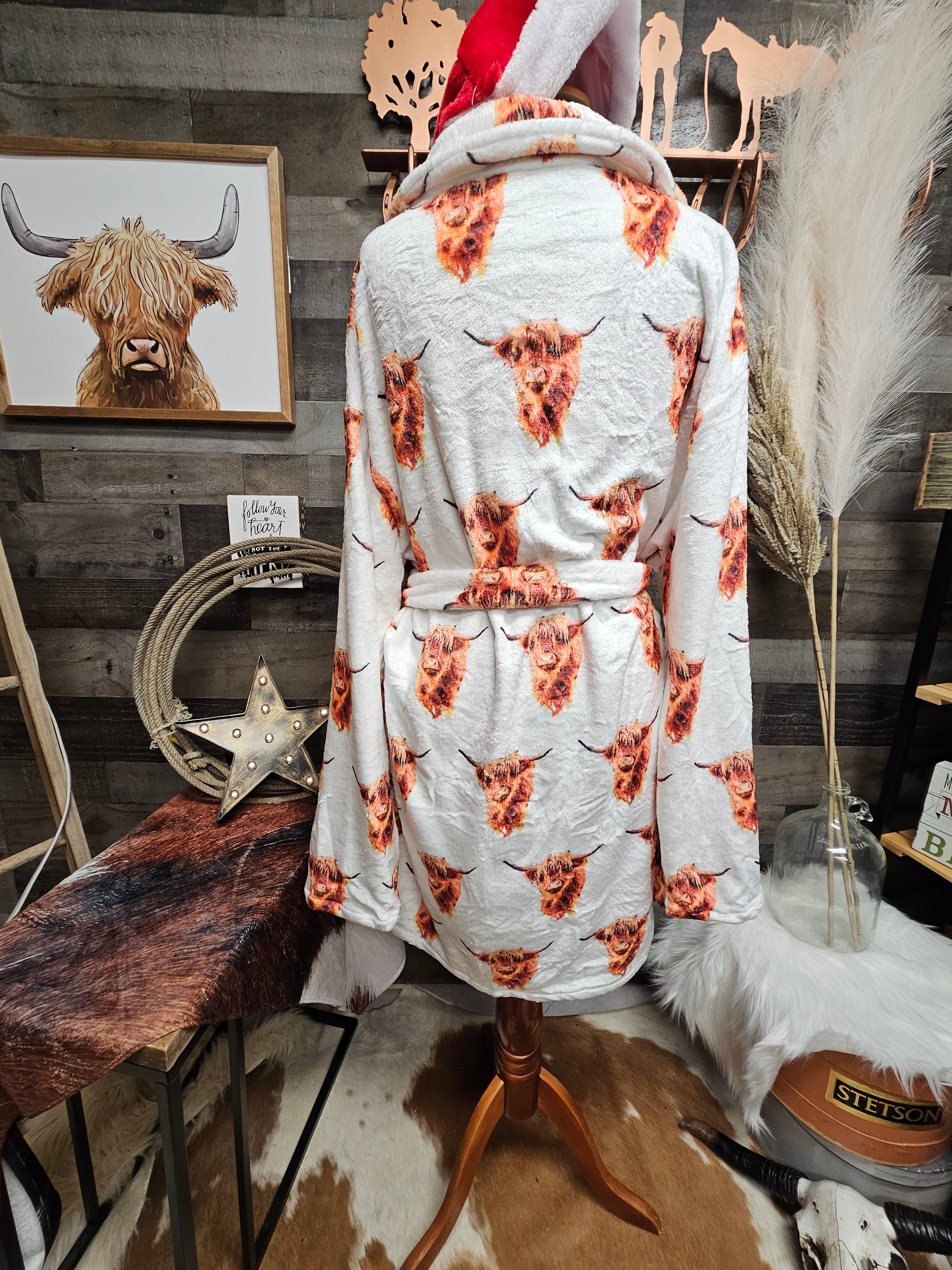 Baha Ranch Highland Cow Women's Western Bath Robe