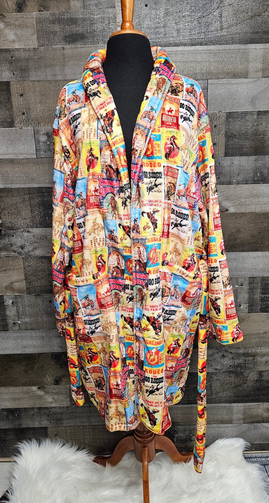 Baha Ranch Vintage Rodeo Poster Women's Western Bath Robe