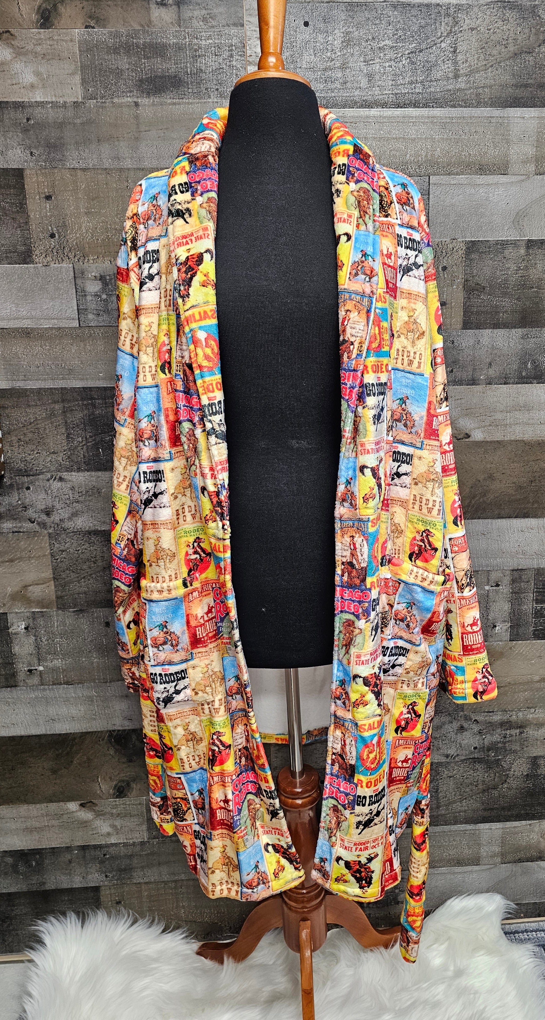 Baha Ranch Vintage Rodeo Poster Women's Western Bath Robe