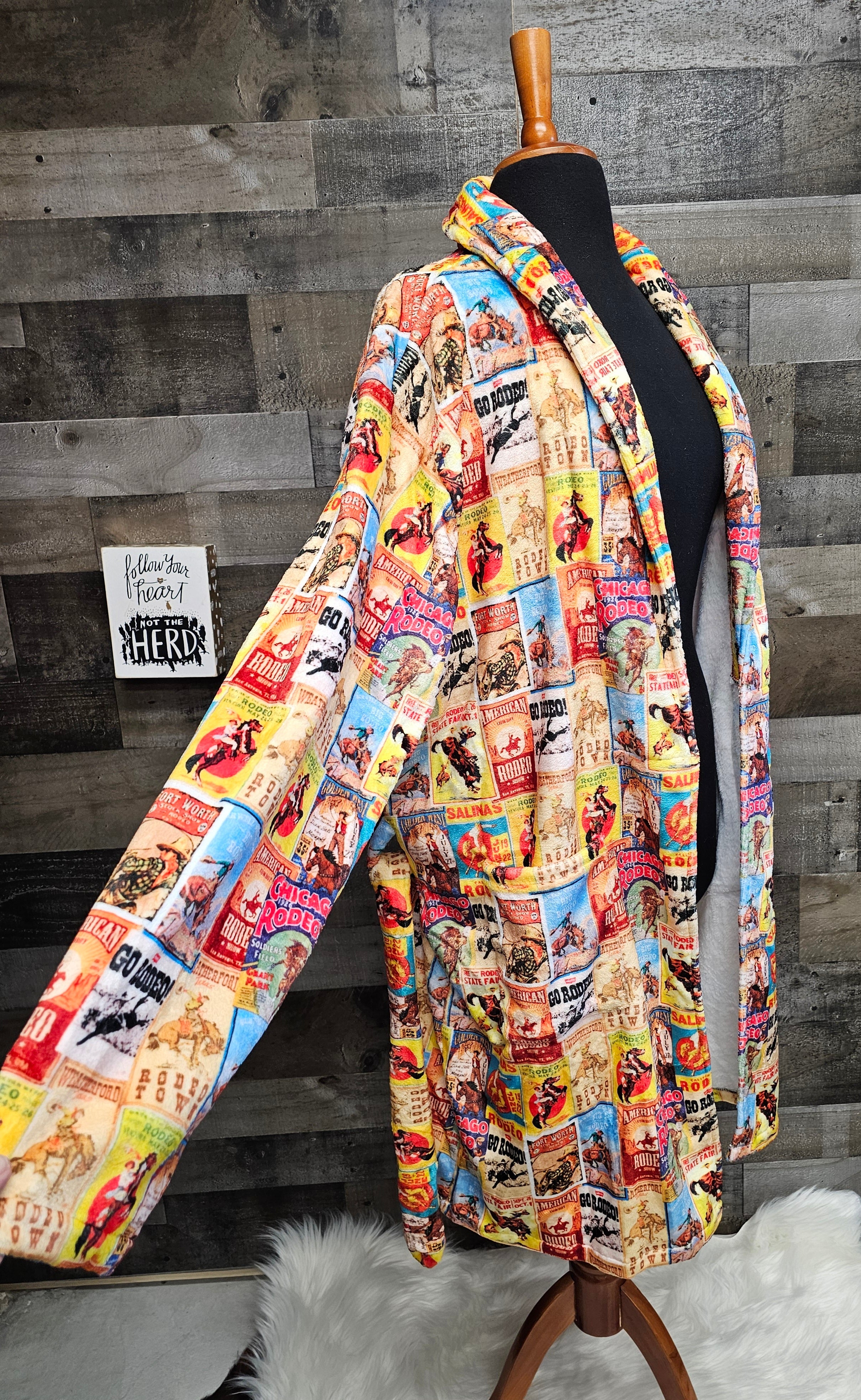 Baha Ranch Vintage Rodeo Poster Women's Western Bath Robe