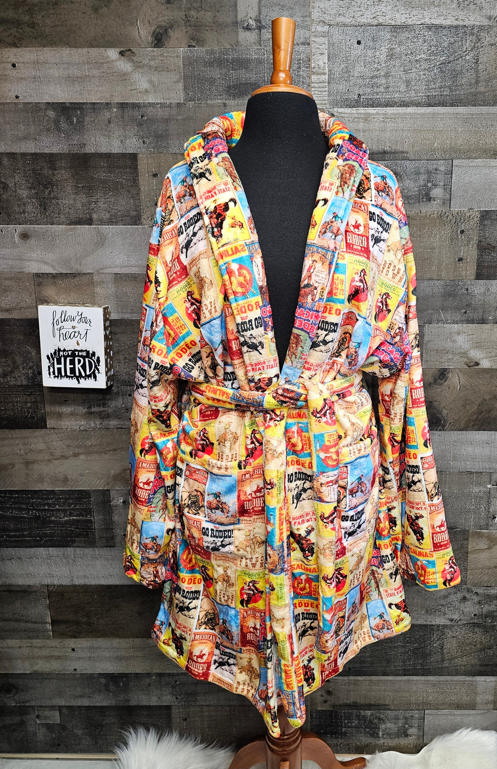 Baha Ranch Vintage Rodeo Poster Women's Western Bath Robe