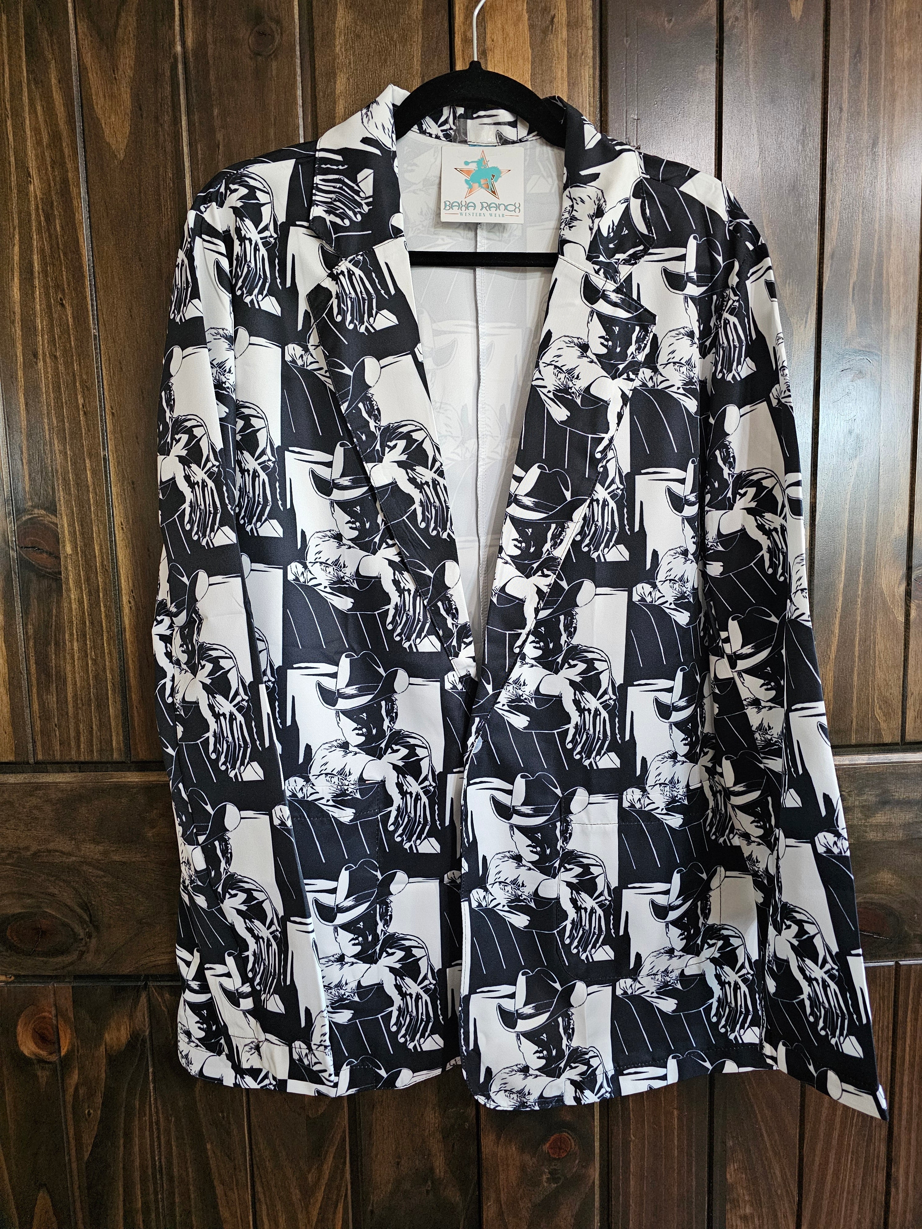 Baha Ranch Black White Cowboy Women's Western Blazer