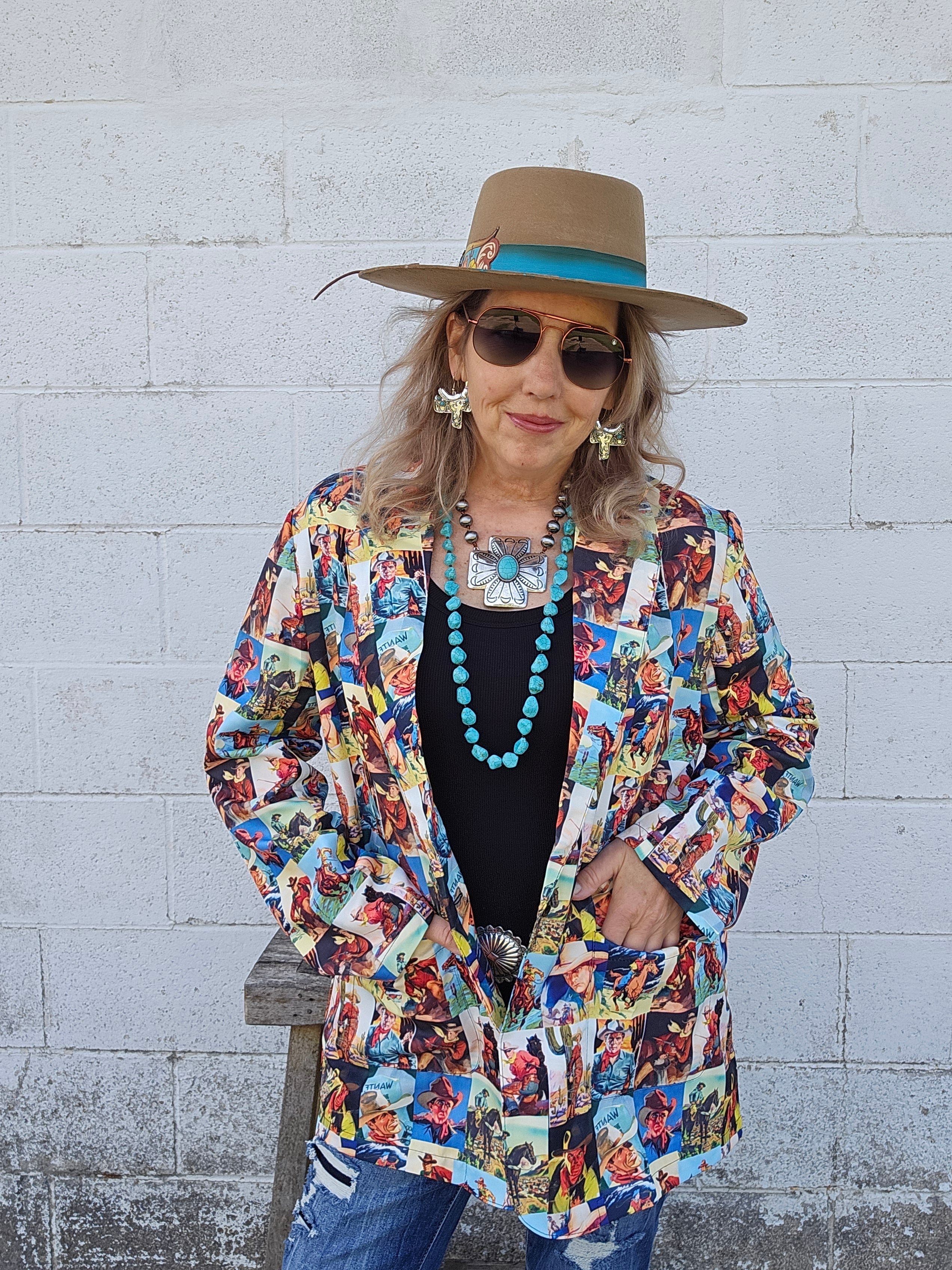 Baha Ranch Cowboy Collage Women's Western Blazer