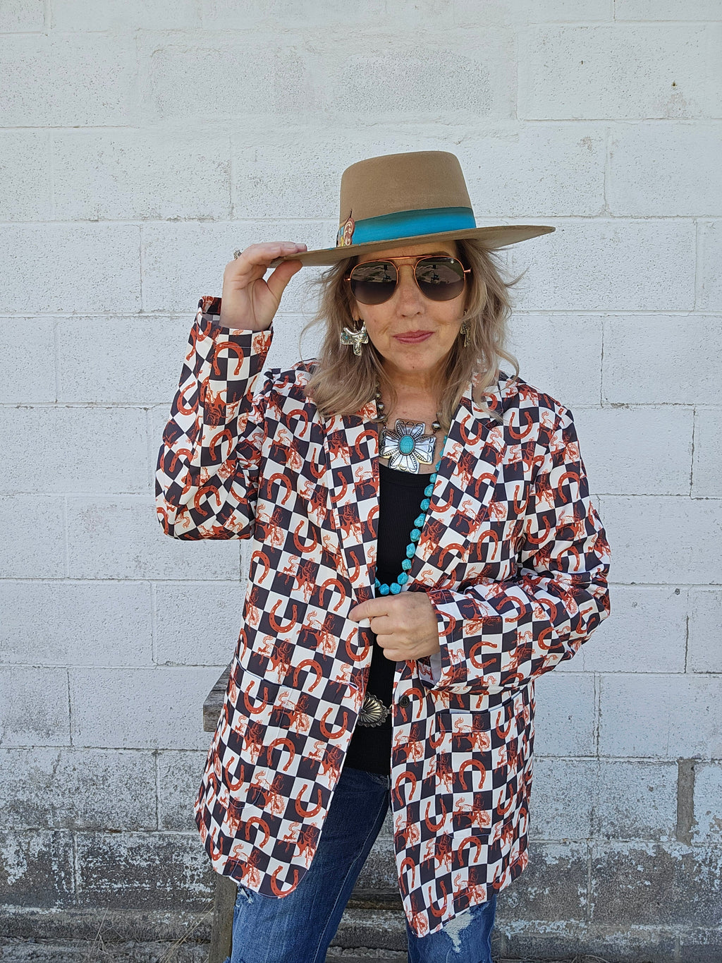 Baha Ranch Checkered Rodeo Women's Western Blazer