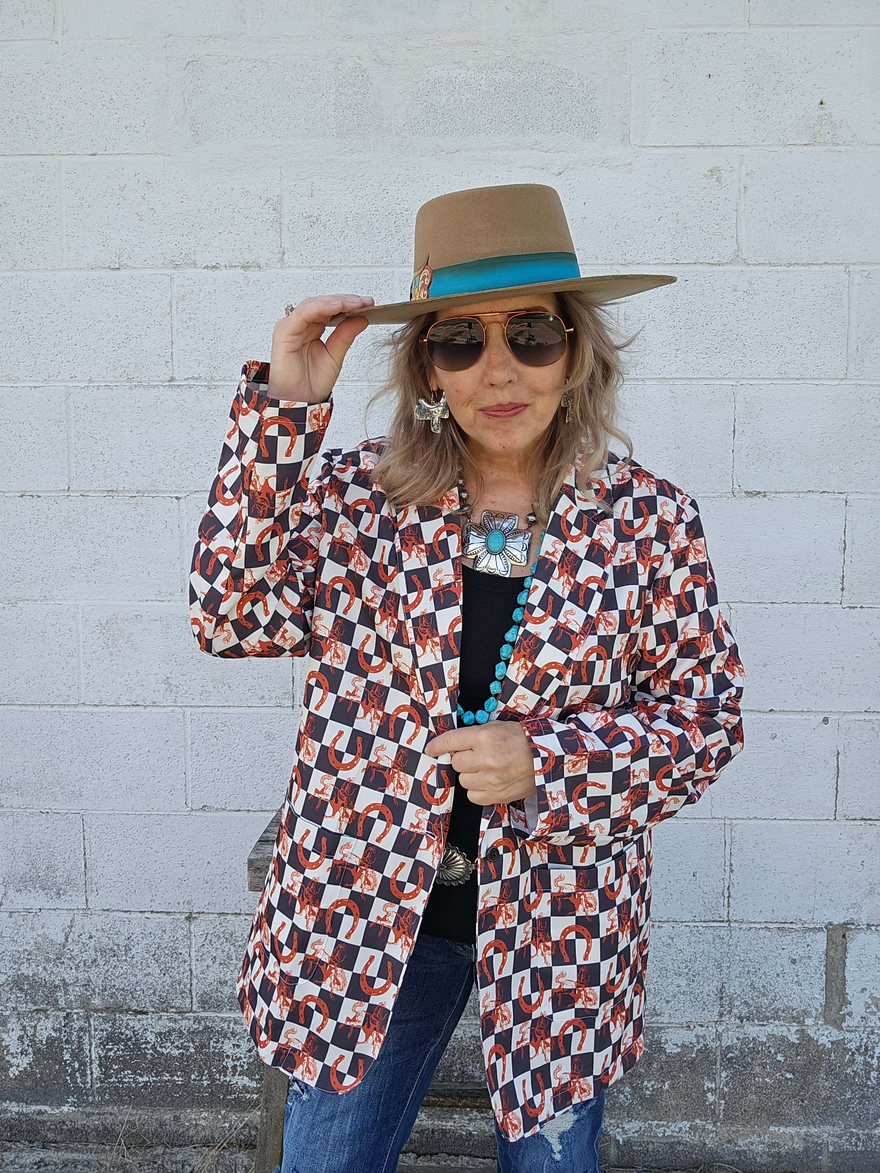 Baha Ranch Checkered Rodeo Women's Western Blazer