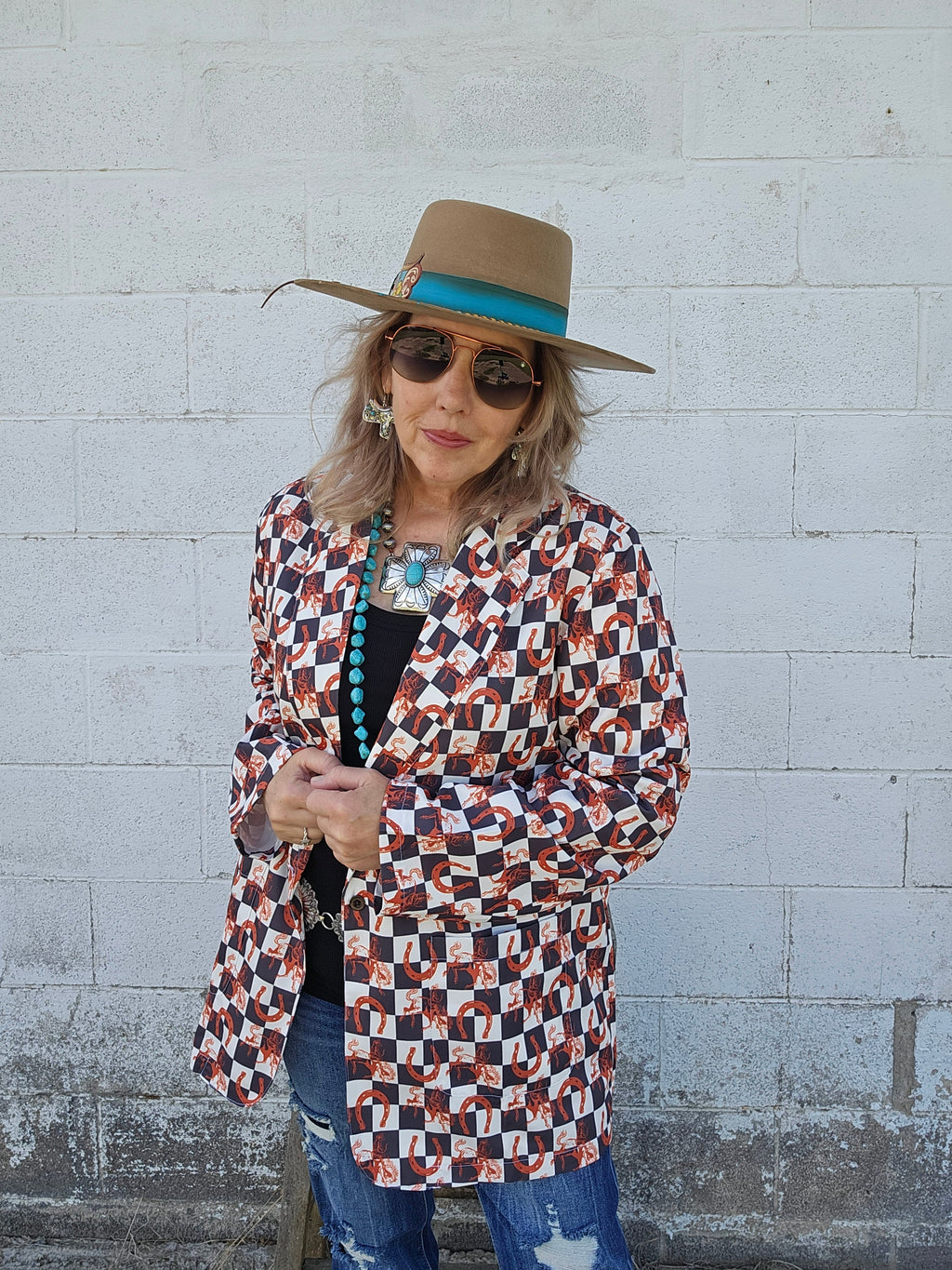 Baha Ranch Checkered Rodeo Women's Western Blazer