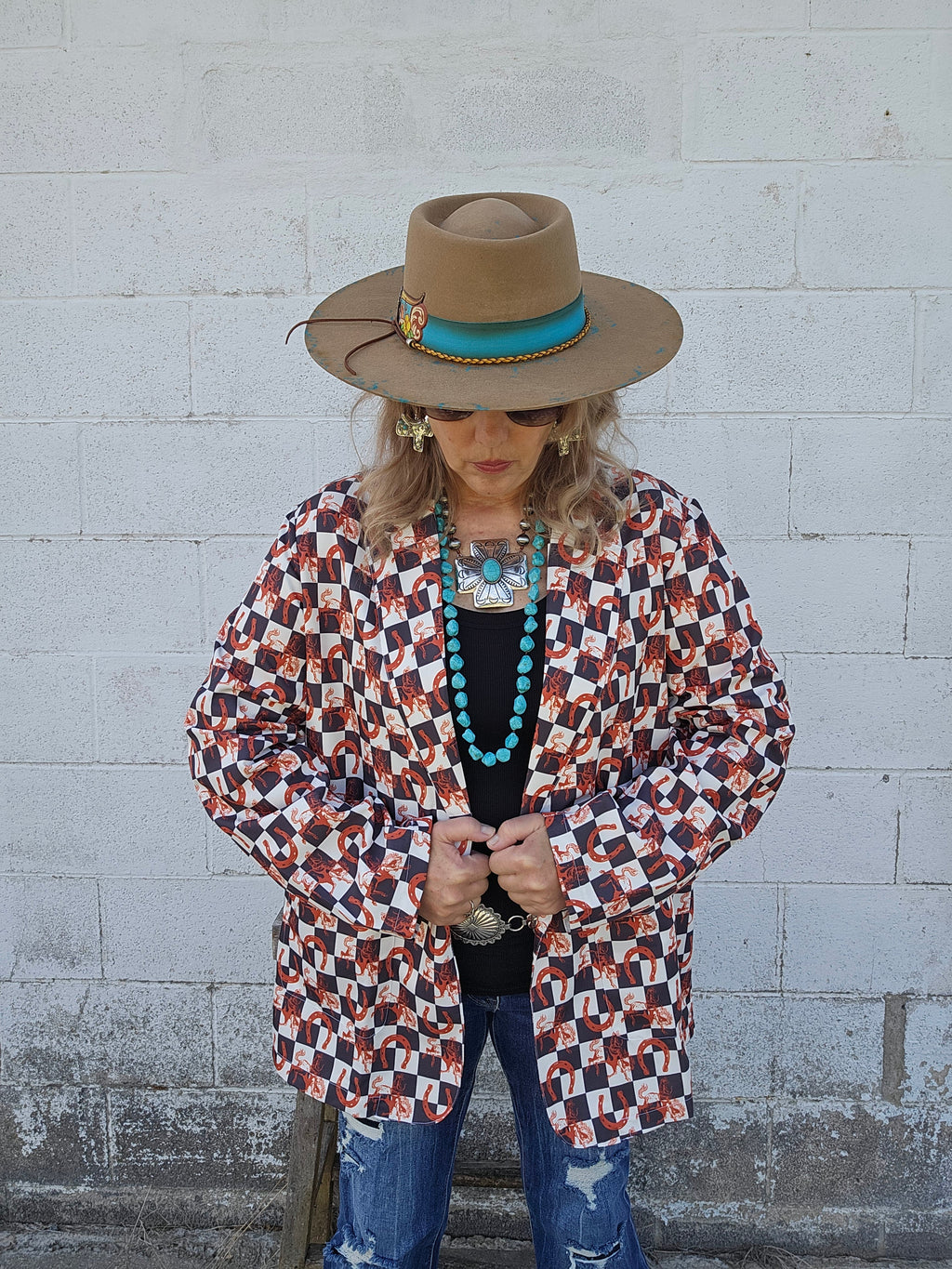 Baha Ranch Checkered Rodeo Women's Western Blazer